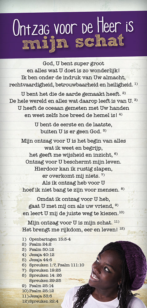Proclamatiekaart Ontzag voor de Heer is mijn schat van Derek Prince Ministries