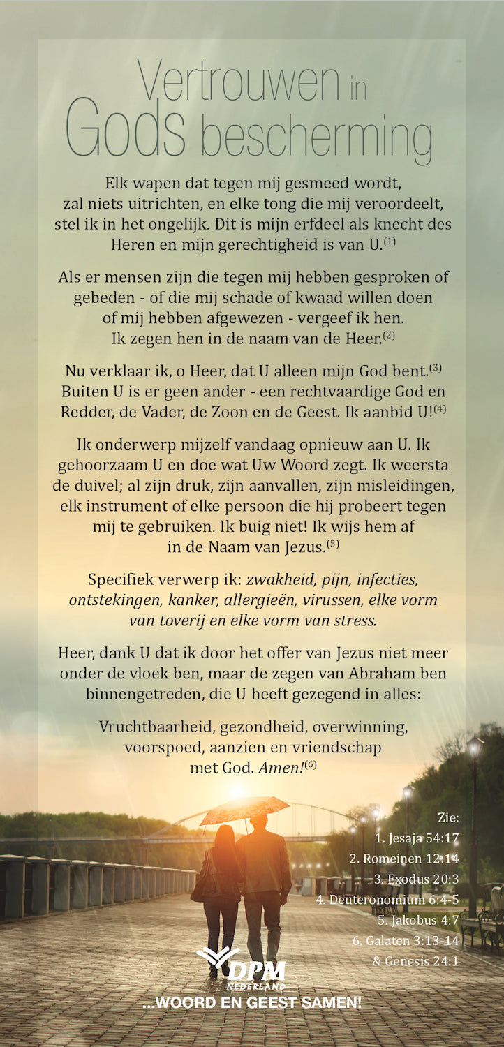 Proclamatiekaart Vertrouwen in Gods bescherming van Derek Prince Ministries
