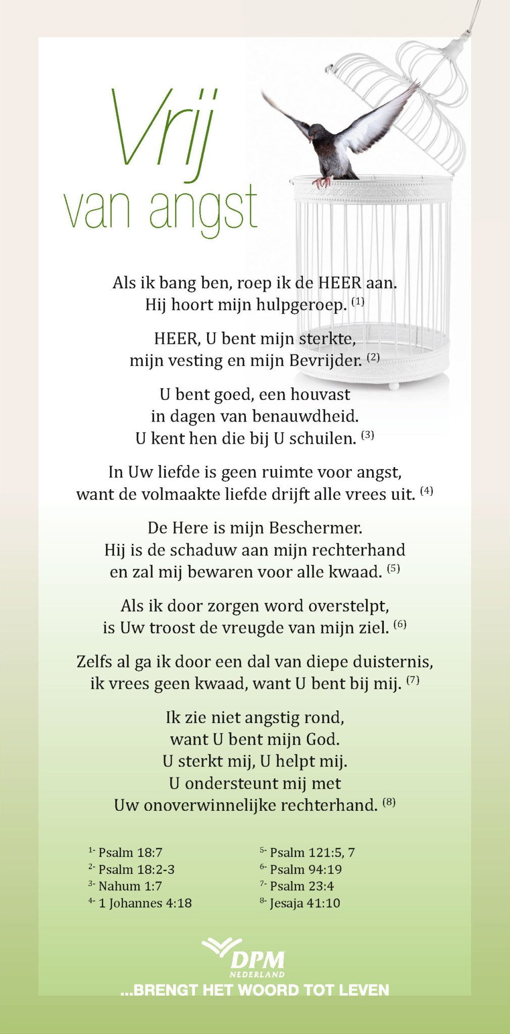 Proclamatiekaart Vrij van angst van Derek Prince Ministries