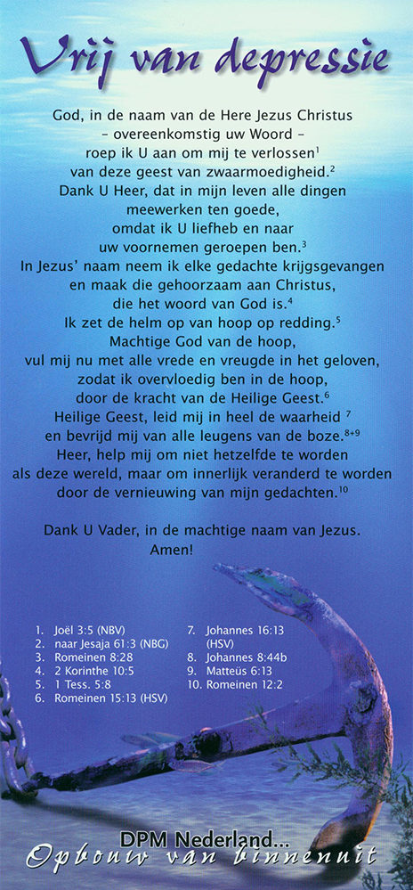 Proclamatiekaart Vrij van depressie van Derek Prince Ministries